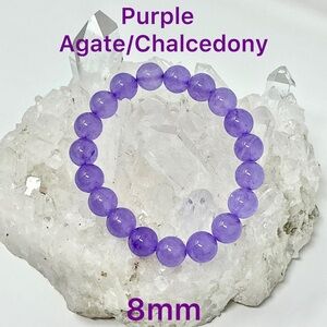 Purple Agate/Chalcedony 8MM Round Bracelet